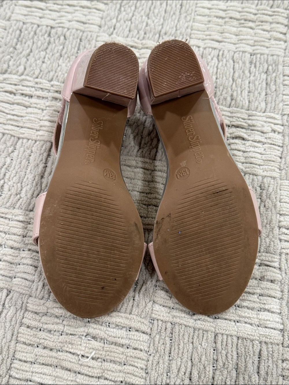 Girls Blush Pink Block Heel Sandals